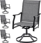 Soohow Outdoor Dining Chairs Set of 4, 360°Swivel Patio Dining Chair with Textilene Fabric, Outdoor Metal Armchair All Weather Resistant, Ergonomic Comfort, Perfect for Patio, Backyard, Balcony