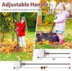 91 Inch Rake for Leaves , Adjustable 18 Tines with Expandable Head 9-18in Grass Rake Heavy Duty Metal Rakes for Women Children Yard Gardener Gardening Grass Debris Lawns