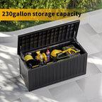 230 Gallon Resin Large Deck Box, Waterproof Outdoor Storage box for Patio Cushions, Garden Tools, Lockable (Black)