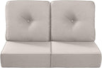 Luxury 22x24/22x25 6-Inch Outdoor Seat Cushions - Set of 2 Water Repellent Patio Chair Seat Comfortable Cushion for Rattan Dining Rocker Glider Chairs Loveseat Couch Sectional Sofa - Beige