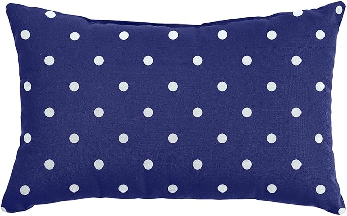 BrylaneHome Lumbar Pillow - 20" L x 13" W - Patio & Outdoor - Water, Stain & Fade Resistant - Evening Blue Dot