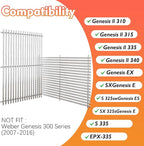 19.5" Grill Grates for Weber Genesis 300 Series，Cooking Grates for Weber Genesis E310 E320 E330 S310 S320 S330, Replacement Parts for Weber 7528/7524, 304 Stainless Steel
