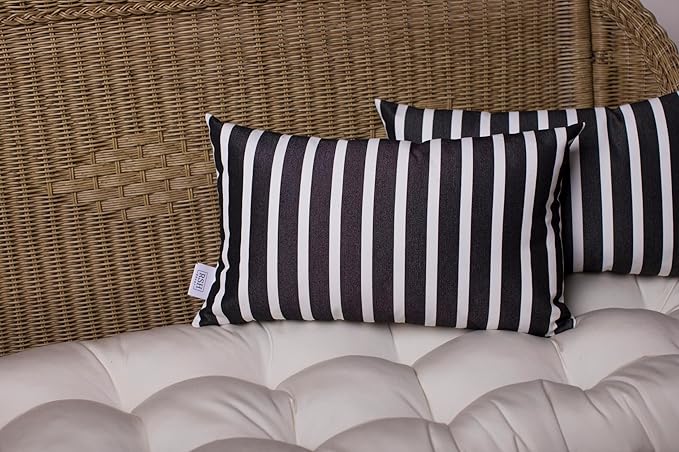 RSH DECOR: Sunbrella Pillow Covers Set of 4 | Covers Only - 26" x 16" | Outdoor Lumbar Pillow Covers Crafted with Sunbrella Performance Fabric | Shore Classic