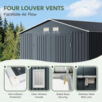 10x10 FT Outdoor Metal Storage Shed with Floor Frame, Double Swing Doors, 2 Clear Windows,Tool Shed for Garden, Patio, Backyard Nightblue