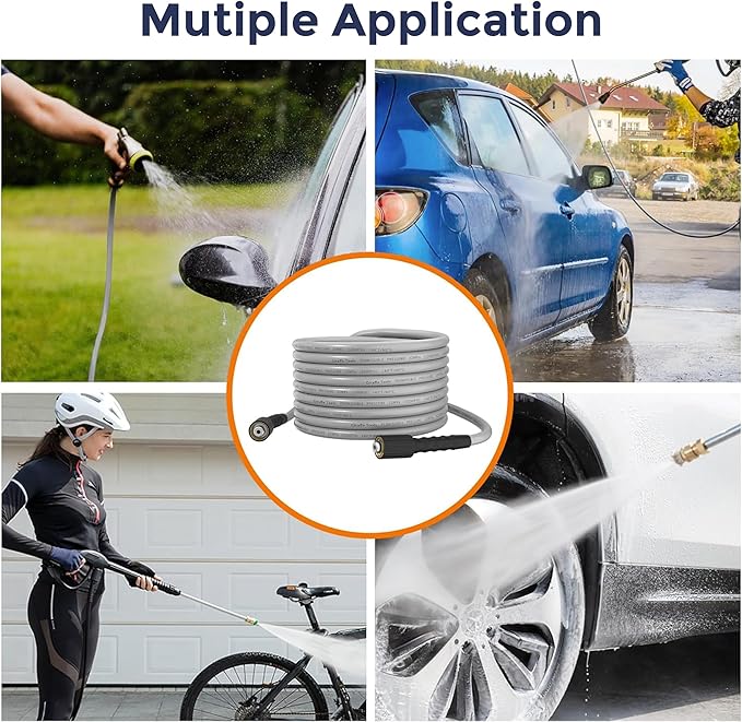 Giraffe Tools Pressure Washer Hose 100FT X 1/4", 3200 PSI Pressure Washing Hose, Kink Resistant, Heavy Duty Power Washer Hose, M22 to 3/8" Quick Connect Couplers for Replacement, 7 Accessories