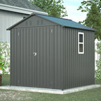 6x6 ft Metal Outdoor Storage Shed,Metal Steel Utility Tool Shed Storage House with Window and Floor Kit for Backyard Garden Patio Lawn Black