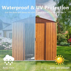 6x6 FT Outdoor Storage Shed, Metal Garden Shed with Frame Floor, Outside Tool Shed with Lockable Sliding Doors, Waterproof Storage Building with Sloped Roof for Backyard, Patio, Lawn, Coffee