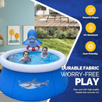 DIMAR GARDEN 6ft x 29in Inflatable Swimming Spray Pool, Outdoor Round Air Top Ring Shark Pools