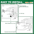 Pool Fountain Waterfall Spillway with Wider Water Flow Platform, Stainless Steel Waterfall with Pipe Connector Kits, Water Feature Spillway for Garden Decor, Patio, Ponds, 23."x11.8"x3.9"