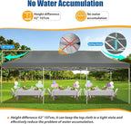 HOTEEL 10x30 Pop up Canopy Tent for Parties, Heavy Duty Easy Setup Tent Without Sidewalls, Outdoor Commercial Instant Gazebo for Wedding Event, with Portable Bag, Grey(Hexagonal Frame)