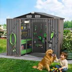 GVDV 6x4 FT Outdoor Metal Storage Shed with Floor, Durable Garden Shed with Updated Frame Structure for Backyard, Patio, Tool Storage, All-Weather Shelter for Bike, Gardening Tools, Equipment, Pet
