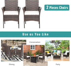 HAPPYGRILL Set of 2 Patio Dining Chairs Outdoor PE Wicker Chairs with Soft Cushions, All-Weather Rattan Chairs for Garden Backyard Lawn Poolside Balcony