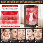 NAIZEA Infrared Sauna Box, Portable Steam Sauna with Red Light Therapy Lamp, Full Body Saunas Tent for Home with 3L 1200W Steamer, Remote Control, Folding Chair, 2.9'x2.9'x5.9'
