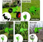 Electric Weed Wacker Cordless Eater 2 Battery,Foldable and Lightweight Grass Trimmer/Brush Cutter,5 Types Blade&Wheels 21V 4.0Ah Battery (2 Pieces) Powered for Garden and Yard (Foldable)