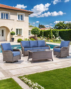 Luxury 22x24/22x25 6-Inch Outdoor Chair Cushions Set of 4 - Heavy Duty Water-Resistant Comfortable Cushion for Patio Furniture Dining Gliding Rocker Loveseat L-Shape Sofa - Navy Blue