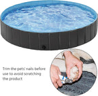 Yaheetech Foldable Dog Pool Collapsible Hard Plastic Dog Swimming Pool Portable Pet Pools Doggie Wading Pool Bath Tub for Puppy Small Medium Large Dogs, 63 x 12 Inches Black