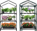GreenGiggle 3 Tier Mini Indoor Outdoor Greenhouse,27"x19"x49" GreenHouses with Clear PVC Cover and Roll-Up Zipper Door,Plastic Green House for Indoors Grow Tent&Garden greenhouses for Outdoors