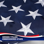 Homissor American Flag 10x15 Ft US USA Flags Large United State Flag Heavy Duty Outdoor Embroidered Stars for All Weather High Wind Sewn Stripes With 5 Brass Grommets