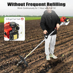 2-Stroke 42.7cc Gas Powered Trimmer, Grass Pruner Rototiller, Gasoline Engine Trimmer Machine Handheld Efficient Trimming Tools