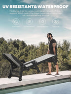 SERWALL Textilene Patio Chaise Lounge Chair Set of 2, 5 Positions Outdoor Lounge Chair with Rolling Wheels for Pool, Deck, Black