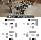 ovios 10 Pieces Patio Furniture Set, Outdoor Wicker Sectional Sofa with 54" Fire Pit Table Swivel Chairs, Modern Modular Deep Seat Rattan Couch Conversation Sets, Dark Grey