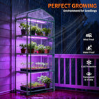 Indoor Greenhouse with Grow Light, 4-Tier Mini Greenhouse 27.6"x19"x63" Small Greenhouse with Zippered PVC Cover for Seed Starting Trays, Dimmable Plant Light for Indoor Plants with Timer