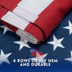American Flag 5x8 Ft for Outside Longest Lasting- Ultra Durable, Tear-Proof Heavy Duty Spun Polyester US USA Flags - Fade Resistant, Embroidered Stars, Sewn Stripes, Brass Grommets - Outdoor Decor