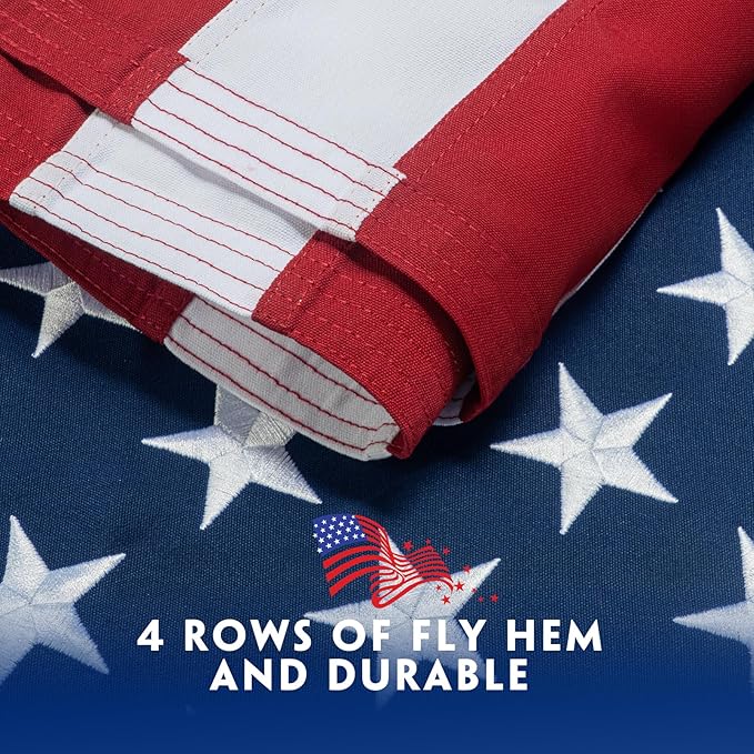 American Flag 5x8 Ft for Outside Longest Lasting- Ultra Durable, Tear-Proof Heavy Duty Spun Polyester US USA Flags - Fade Resistant, Embroidered Stars, Sewn Stripes, Brass Grommets - Outdoor Decor