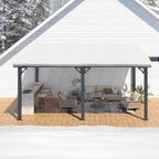 AECOJOY 16' x 10' Gazebo Outdoor Pergola for Patio, Large Wall-Mounted Hard Top 10x16 Lean to Metal Gazebo Shelter Pergolas and Gazebos Clearance with Patio Roof, Heavy Duty Awnings for Patio, Decks