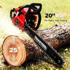 62cc Gas Chainsaw, 3.5-HP, 20 Inch Gas Powered Chainsaw, 2-Stroke Chainsaws with Automatic Oiler, Gasoline Chain Saw for Cutting Wood Outdoor Garden Farm Home, Red