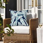 LVTXIII Outdoor Throw Pillows, Decorative Throw Pillows with Inserts, 16"x16" Square Pillows for Bed, Couch, Sofa and Patio Furniture, Set of 2, Baltic Palms White