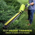 Sun Joe 24V IONMAX Cordless Lawn Care System, Grass and Hedge Trimmer Outdoor Combo Power Tool Kit with 8” Pole Saw, Batteries, and Charger, GTS4002C