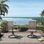 Grand patio Outdoor Swivel Dining Chairs Set of 2, 360 Degree Mesh Sling Rocker Sets for Deck, Garden Backyard, Black & Grey Plaid
