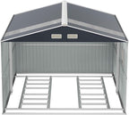 Metal Shed 10x10x7 FT with Floor Kit, Enhance Your Space with Natural Lighting, Outdoor Storage Steel Sheds with Base, Windows, Translucent Roofs, and Lockable Doors, Ideal for Garden & Patio