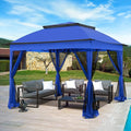 11x11 Outdoor Pop up Gazebo Tent with Mesh Walls for Patio, Lawn, Backyard and Deck, Blue