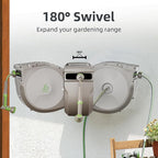 PINWHEEL 5/8in 100FT Retractable Garden Hose Reel, Automatic Retractable Hose with 10-Pattern Spray Nozzle, 180° Swivel Bracket, 3-Layer PVC Durable Water Hose for Yard Lawn Care (100 FT)