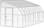 Palram Canopia Rion Sun Room 8 Ft. x 18 Ft. Solarium, Lean-to Greenhouse DIY Kit, Attach to House, Large Twin Wall Polycarbonate, 100% UV Protection for Porch, Patio Outdoors with Window Vent (White)