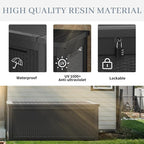 NUNU LAB 260 Gallon Outdoor Storage Box,Resin Large Sturdy Deck Box, Backyard Outside Storage Box Waterproof with Double Wall Panels,Package Delivery Garden Outdoor Hose Bin