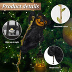 Solar Garden Decor Outdoor Statues-Resin Raccoon Climbing Vine & Squirrel Figurine with LED Light, Waterproof Hanging Animal Figurine with Hook for Patio, Yard, Home Decor Gift (Raccoon)