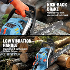 SENIX 4-Cycle 18-Inch Gas Chainsaw | 49cc Cordless Chain Saw for Wood Cutting, Tree Trimming, Farm & Home Garden Use | No Fuel Mixing, Automatic Oiler & Quick Start Engine