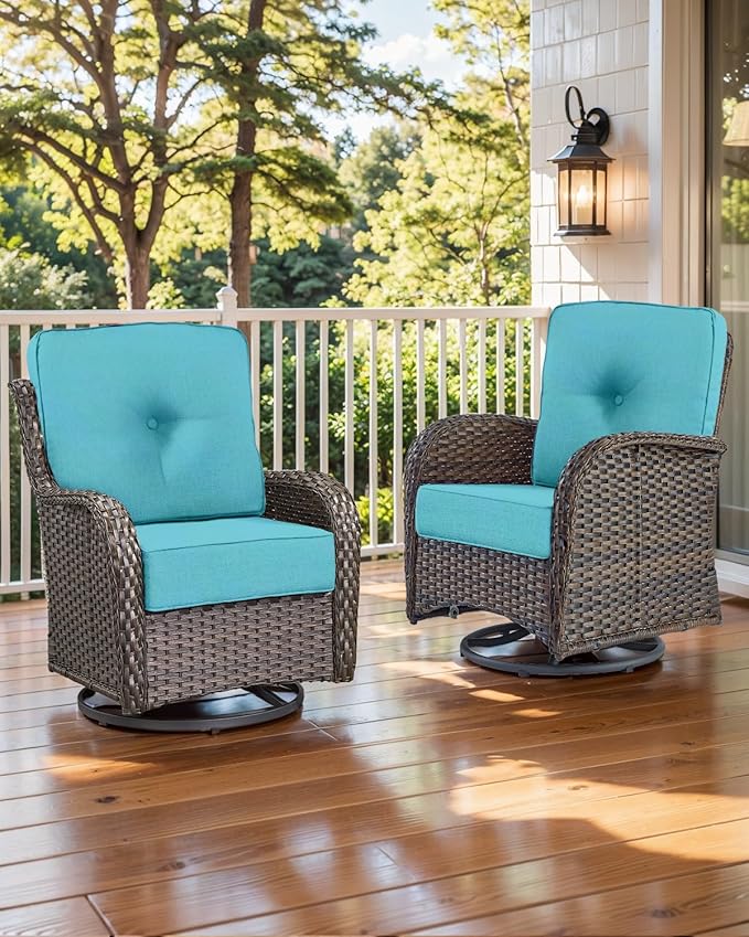 Luxury 22x24/22x25 6-Inch Outdoor Chair Cushions Set of 4 - Heavy Duty Water Repellent Comfortable Cushion for Patio Furniture Dining Rocking Chair Loveseat L-Shape Sofa - Turquoise