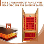 springspa Far Infrared Sauna for Home, Near Zero EMF Wood Home Sauna Room with 1400W, 9 Chromo Therapy Lights, Oxygen Ionizer, Bluetooth, LCD Control Panel for Indoor Use, 1 Person