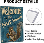 Funny Squirrels Signs Welcome To The Nut House Squirrels Stuff For Indoor Outdoor Decor 12x8 Inches (Navy)