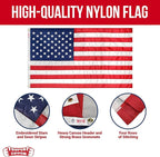 Super Tough 5Ft x 8Ft American Flag - Double Sided, Heavy Duty Nylon USA Flag with Embroidered Stars and Sewn Stripes Suitable for Outdoors - Red/White/Blue