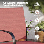 7 Piece Outdoor Dining Set for 6, 54" Round Metal Table with Umbrella Hole, 6 Red Dining Chairs, Patio Table and Chairs Set for Backyard Lawn