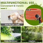 Heavy Duty Garden Hose – 5/8 Inch Flexible, Lightweight Hybrid Hose with 600 PSI Burst Pressure, Swivel Handle, and Durable Copper Male/Female Fittings (Orange with hose sprayer, 75FT)