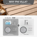 PHI VILLA 9-Piece Outdoor Dining Set, Retangualr Metal Table (60") with Umbrella Hole and 8 Stackable Dining Chairs – Perfect for Patio, Garden, Deck, Porch, and Yard, 9PCS Outdoor Dining Set Style 2