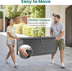 Resin Deck Box 130 Gallon, Lockable & Waterproof Outdoor Storage, UV-Resistant Patio Box for Cushions, Tools, and Outdoor Accessories (Black)