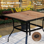 PHI VILLA 5 PCS Patio Dining Set with 4 Padded Outdoor Swivel Dining Chairs and 37"x 37" Premium PVC Table Top Dining Table(1.57" Umbrella Hole), Outdoor Dining Table & Chair Set for Deck Lawn Garden