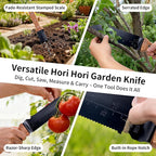 YANG Hori Hori Garden Knife, 7" Stainless Steel Gardening Knife with Oxford Cloth Sheath, Full Tang Beechwood Handle EDC Garden Tool for Digging, Planting & Weeding, Pointed Tip for Hard Soil